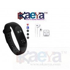 OkaeYa- Fitness Band with Heart Rate Sensor/Pedometer/Sleep Monitoring With Earpod With Mic and Sound Control Headset (Multicolor)